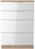 Milan White Gloss and Oak Effect 4 Drawer Deep Chest