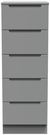 Milan Grey 5 Drawer Narrow Chest