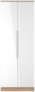 Milan White Gloss and Oak Effect 2 Door Plain Tall Wardrobe