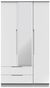 Milan White Gloss 3 Door Tall Combi Wardrobe - 1 Mirror and LHF 2 Drawers