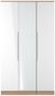 Milan White Gloss and Oak Effect 3 Door Tall Triple Wardrobe - 1 Mirror