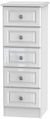 Pembroke White Gloss 5 Drawer Narrow Chest
