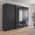 Rauch Elara 271cm 3 Door Combi Sliding Wardrobe - Metallic Dark Grey and Basalt Glass