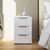 Rauch Flipp 3 Drawer Bedside Cabinet with Adjustable Height - Alpine White and White Glass