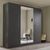 Rauch Modi 226cm 4 Door Wardrobe with Mirror - Metallic Dark Grey