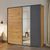Rauch Slide 175cm 2 Door Sliding Wardrobe with Mirror - Artisan Oak and Metallic Dark Grey