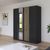 Rauch Lamella 181cm 4 Door Wardrobe with Mirror - Metallic Dark Grey and Artisan Oak