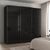 Rauch Contido 242cm 3 Door Sliding Wardrobe with Extras - Black Glass