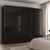 Rauch Contido 271cm 3 Door Sliding Wardrobe with Extras - Black Glass