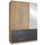Rauch Alvor 136cm 3 Door Combi Wardrobe - Sonoma Oak and Metallic Dark Grey