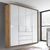 Rauch Erimo 204cm 4 Door Wardrobe with 3 Drawer - Artisan Oak and Crystal White Glass