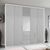 Rauch Erimo 254cm 5 Door Combi Wardrobe with 3 Drawer - Alpine White and Silk Grey Glass