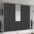 Rauch Erimo 254cm 5 Door Combi Wardrobe with 3 Drawer - Silk Grey and Basalt Glass
