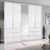 Rauch Erimo 254cm 5 Door Combi Wardrobe with 6 Drawer - Alpine White and Crystal White Glass