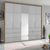 Rauch Erimo 254cm 5 Door Combi Wardrobe with 6 Drawer - Artisan Oak and Silk Grey Glass