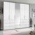 Rauch Erimo 254cm 5 Door Combi Wardrobe with 6 Drawer - Silk Grey and Crystal White Glass