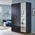 Rauch Homburg 136cm 3 Door Combi Wardrobe - Metallic Dark Grey and High Gloss Grey