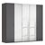 Rauch Miramar Type-5 251cm 5 Door Wardrobe with Mirror - Graphite and Basalt Glass