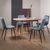 Bentley Designs Dansk Scandi Oak Dining Table Set with Mondrian Petrol Blue Velvet Chairs
