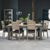 Bentley Designs Oakham Dark Grey and Scandi 6 to 8 Seater Extending Dining Table with 6 Scandi Oak Chairs in Dark Grey Bonded Leather