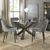 Bentley Designs Turin Glass 4 Seater Round Dining Table Dark Oak Legs with 4 Cezanne Grey Velvet Chairs - Black Legs