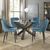 Bentley Designs Turin Glass 4 Seater Round Dining Table Dark Oak Legs with 4 Cezanne Petrol Blue Velvet Chairs - Black Legs