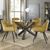 Bentley Designs Turin Glass 4 Seater Round Dining Table Dark Oak Legs with 4 Dali Mustard Velvet Chairs