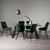 Bentley Designs Hirst Grey Painted Glass 6 Seater Dining Table with 6 Fontana Green Velvet Chairs