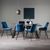 Bentley Designs Hirst Grey Painted Glass 6 Seater Dining Table with 6 Fontana Blue Velvet Chairs