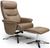 Texas Caramel Beige Faux Leather Swivel Recliner Chair with Footstool