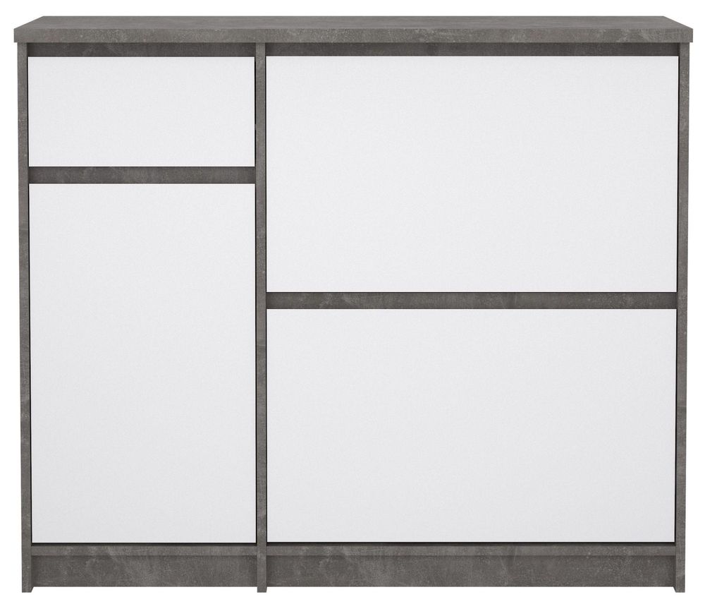 Naia Concrete Effect and White High Gloss 2 Drawer Door Shoe