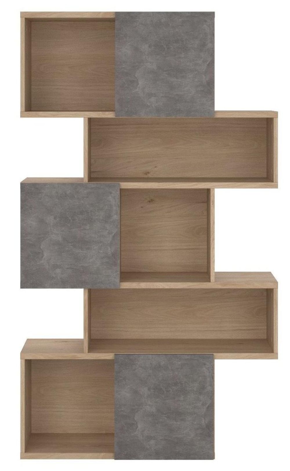 Maze Oak and Concrete Effect Asymmetrical Design Bookcase CFS UK
