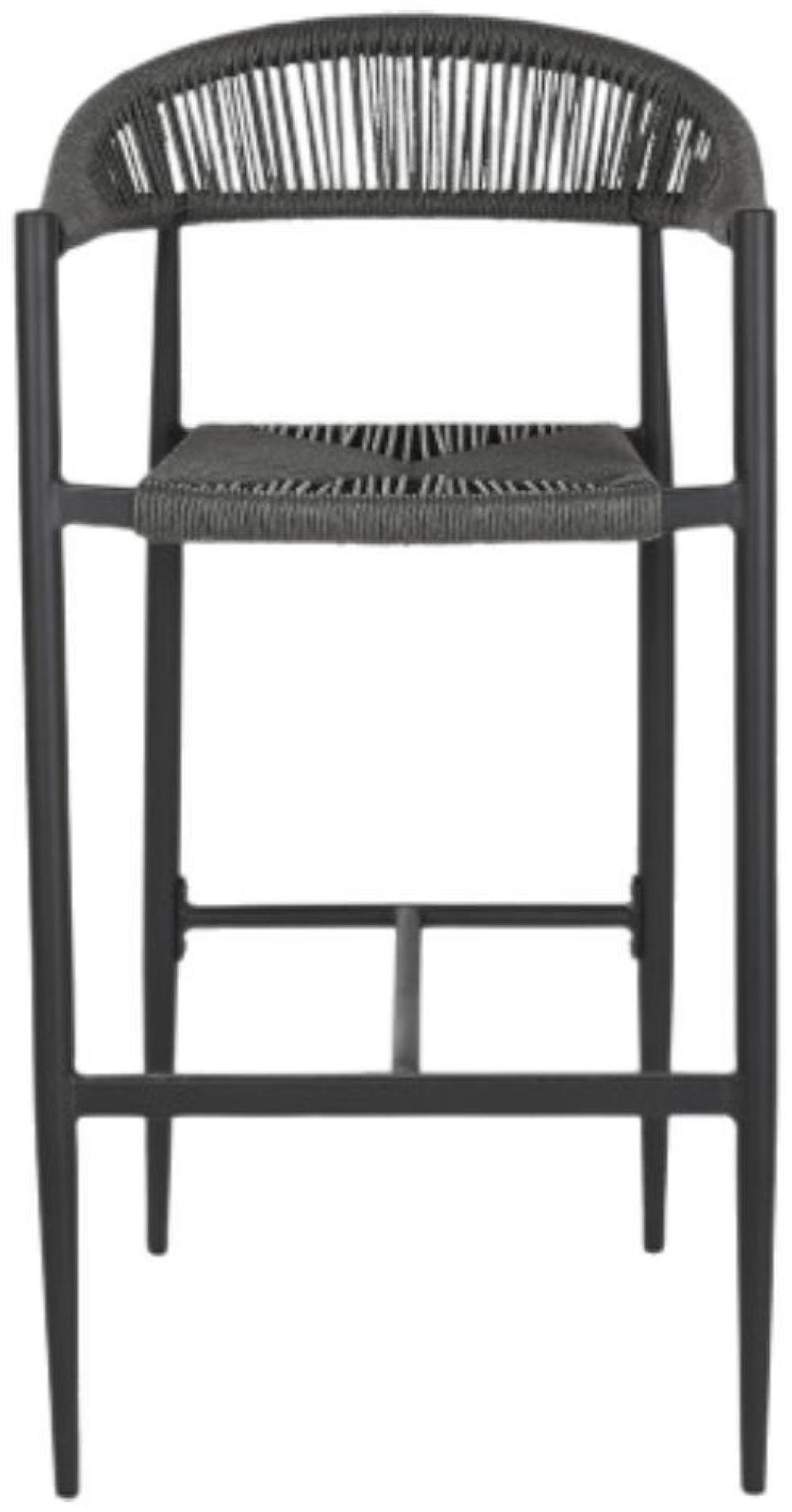 Set of 2 Garden Dark Gray Metal Outdoor Barstool with Back CFS UK