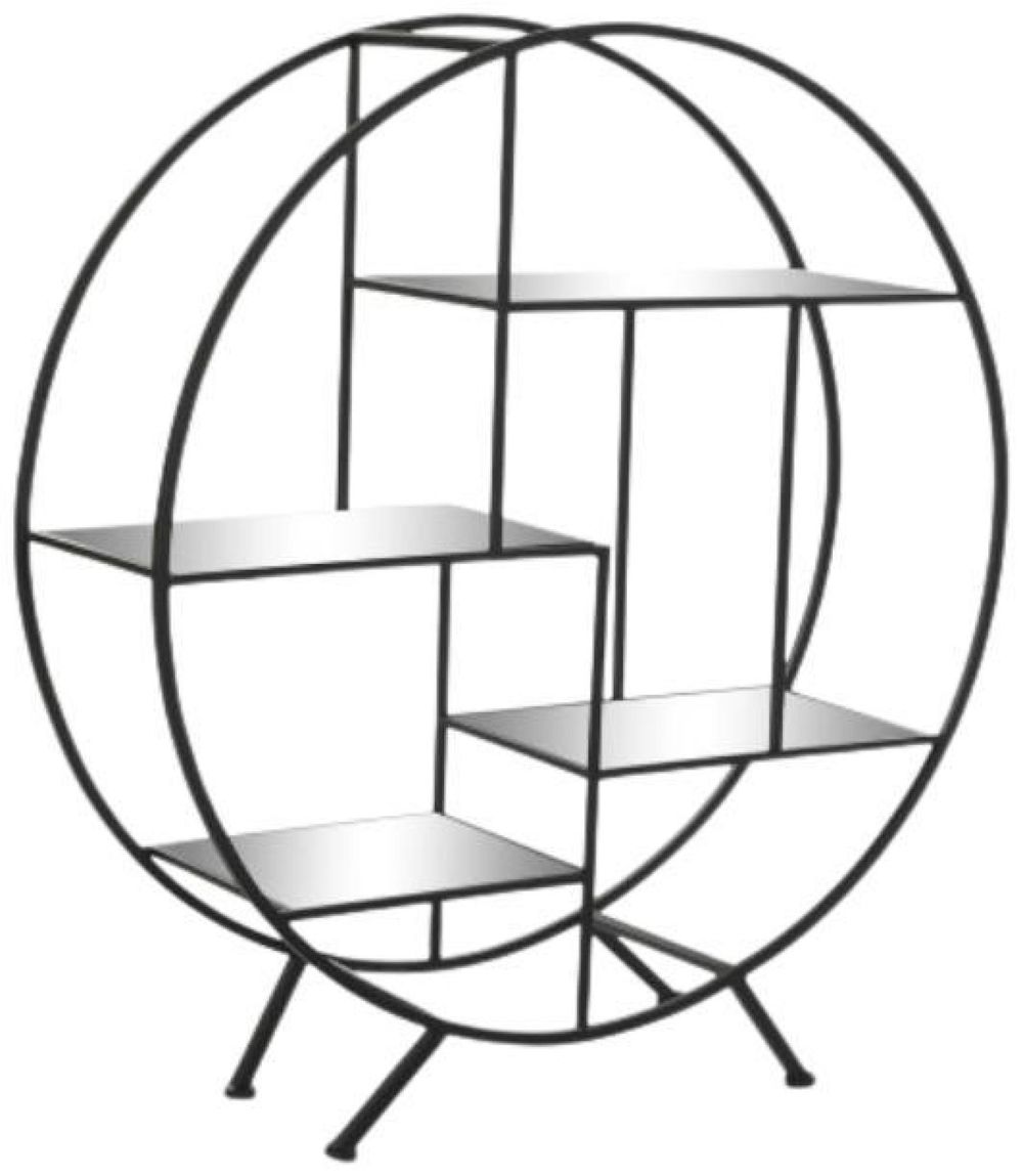 Loft Black and Mirrored Open Round Bookshelf CFS UK