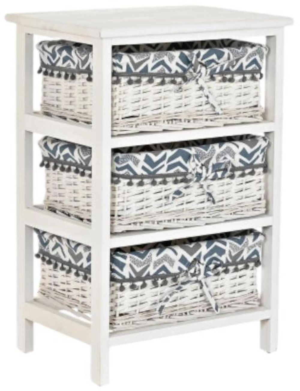 White Wicker 3 Drawer Chest CFS UK
