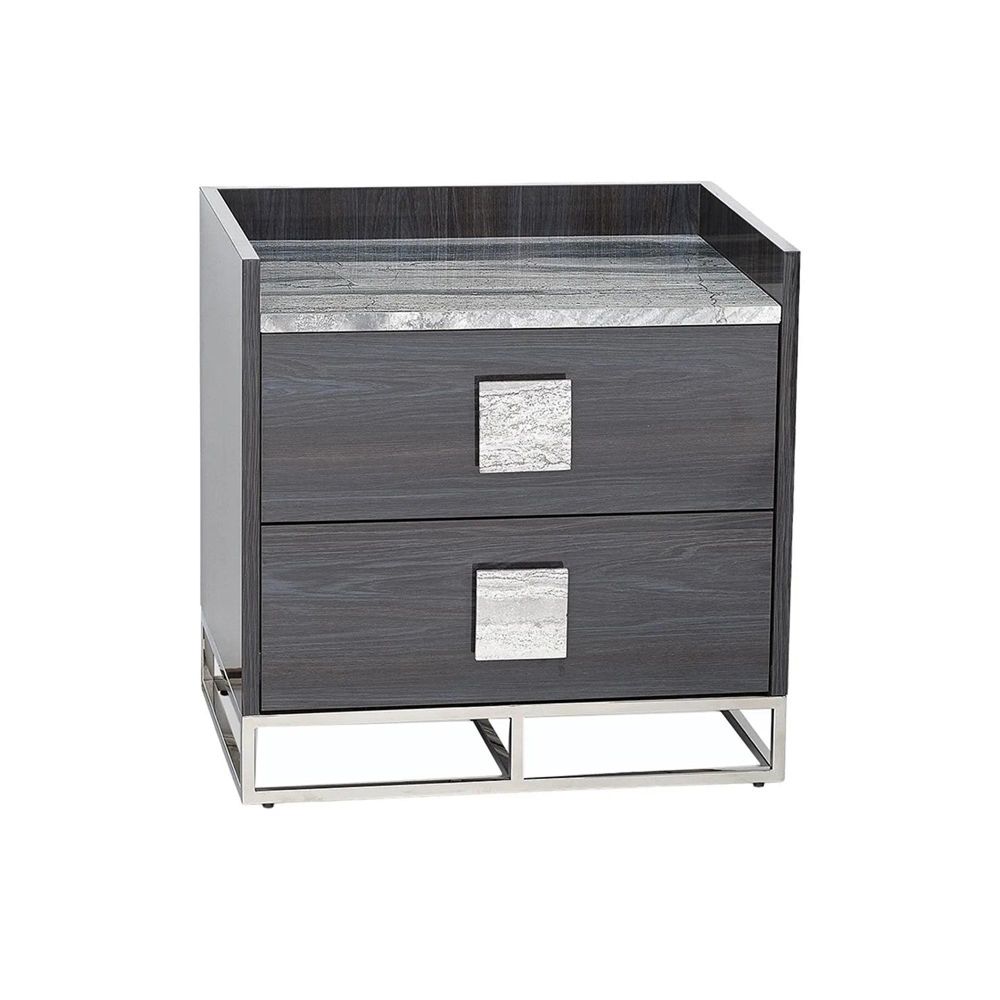 Elliot Marble and Wooden 2 Drawer Bedside Cabinet - Variation Available ...
