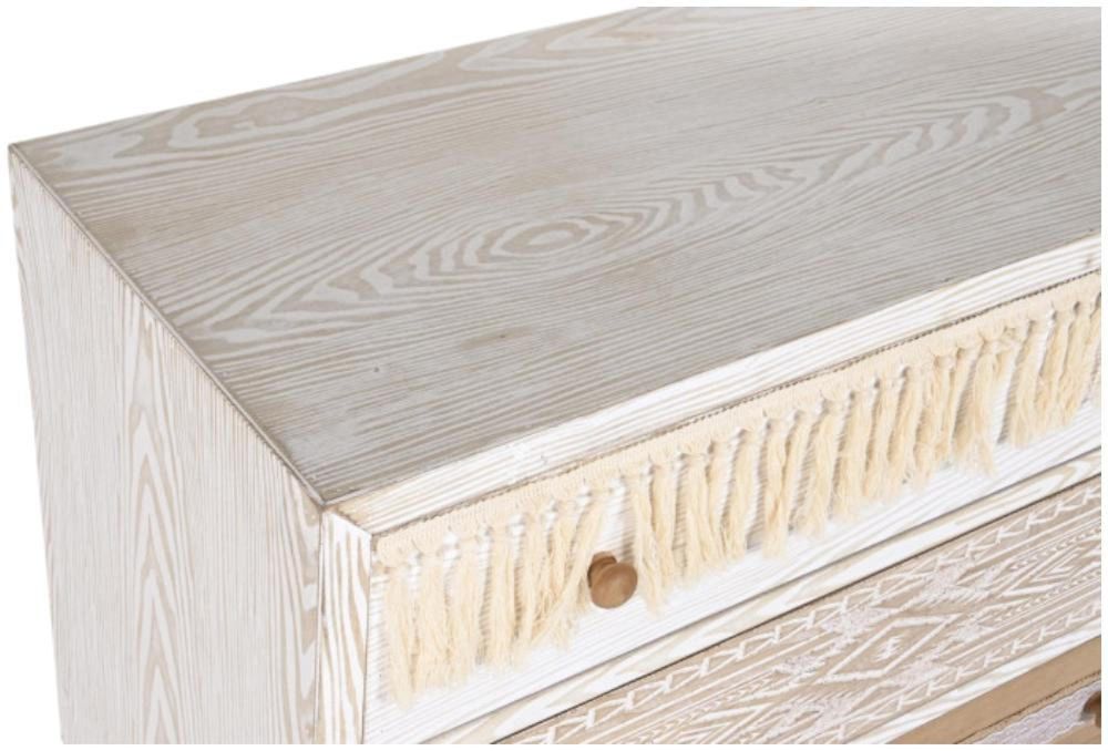 Boho White and Natural 3 Drawer Small Chest CFS UK