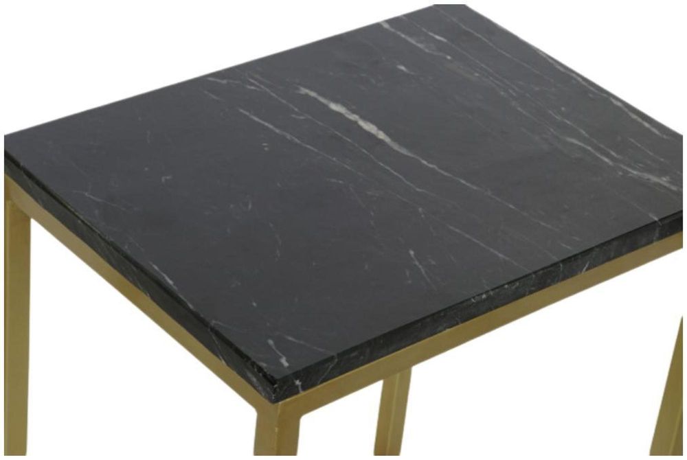 Glam Black Marble Top Side Table Set of 3 CFS UK