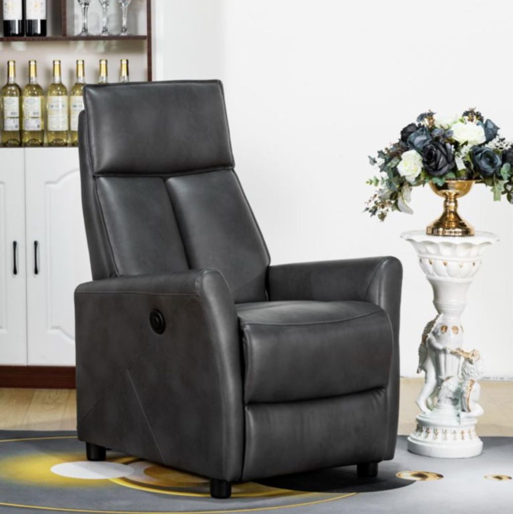 Lomond Grey Faux Leather Electric Recliner Armchair CFS UK