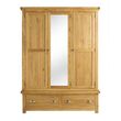 Woburn Rustic Oak 3 Door Mirror Wardrobe