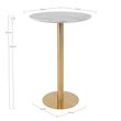 Bolzano White Marble Effect Round Bar Table with Gold Base