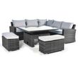 Maze Kingston Grey Rattan Deluxe Square Rising Table Corner Garden Dining Set
