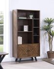 Nevada Parquet Style Wooden Wide Bookcase with Cupboard