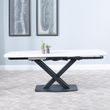 Arctic 6-8 Seater White Ceramic Swivel Top Extending Dining Table with Black Cross Base - 140cm-200cm