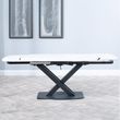 Arctic 6-8 Seater White Ceramic Swivel Top Extending Dining Table with Black Cross Base - 140cm-200cm