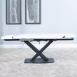 Arctic 6-8 Seater White Ceramic Swivel Top Extending Dining Table with Black Cross Base - 140cm-200cm