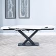 Arctic 6-8 Seater White Ceramic Swivel Top Extending Dining Table with Black Cross Base - 140cm-200cm