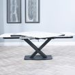 Arctic 6-8 Seater White Ceramic Swivel Top Extending Dining Table with Black Cross Base - 140cm-200cm
