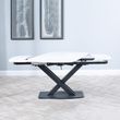 Arctic 6-8 Seater White Ceramic Swivel Top Extending Dining Table with Black Cross Base - 140cm-200cm