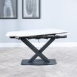 Arctic 6-8 Seater White Ceramic Swivel Top Extending Dining Table with Black Cross Base - 140cm-200cm